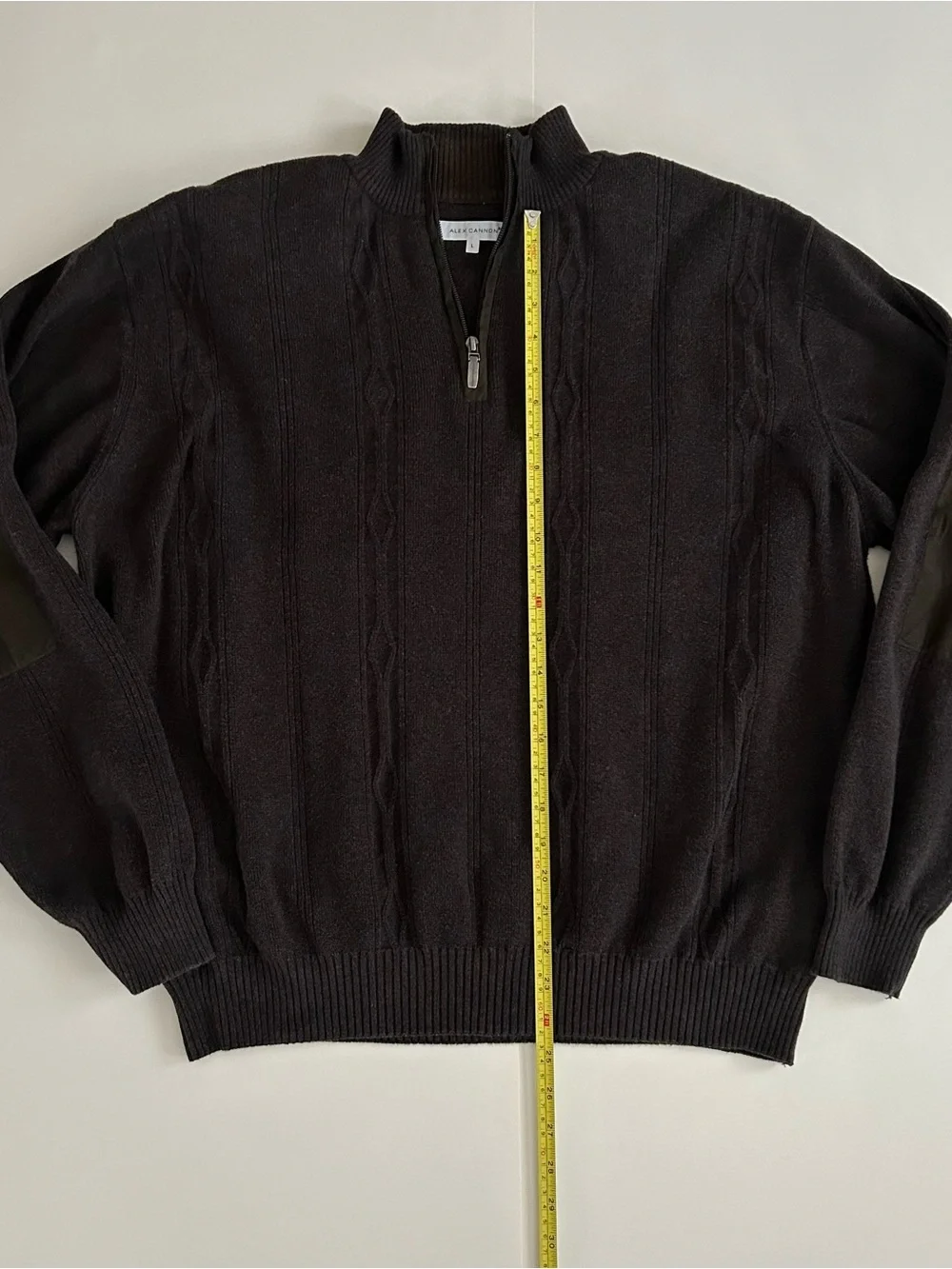 Alex Cannon 100% Cotton Cable Knit Quarter Zip Sweater - Size L - Mens